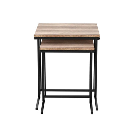 Artiss Nesting Coffee Table Sef of 2 Walnut Brok - Mekamart Australia