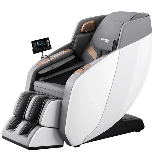 Livemor 4D Massage Chair Electric Recliner Double Core Mechanism Massager ROWA White - Mekamart Australia
