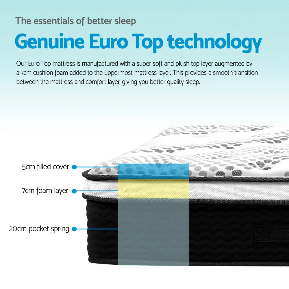 Giselle Bedding 32cm Mattress Euro Top Single - Mekamart Australia