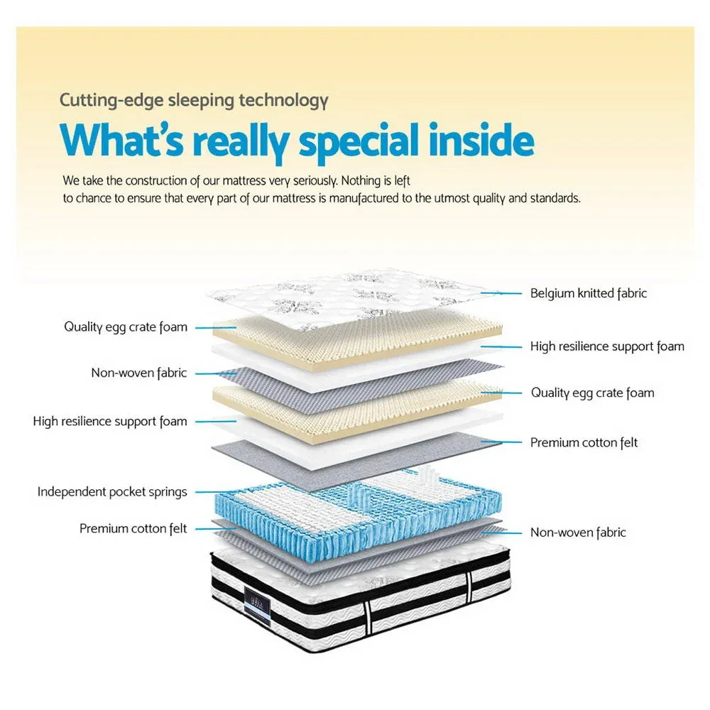 Giselle Bedding 34cm Mattress Euro Top Pocket Spring King - Mekamart Australia