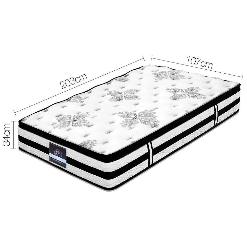 Giselle Bedding 34cm Mattress Euro Top Pocket Spring King Single - Mekamart Australia