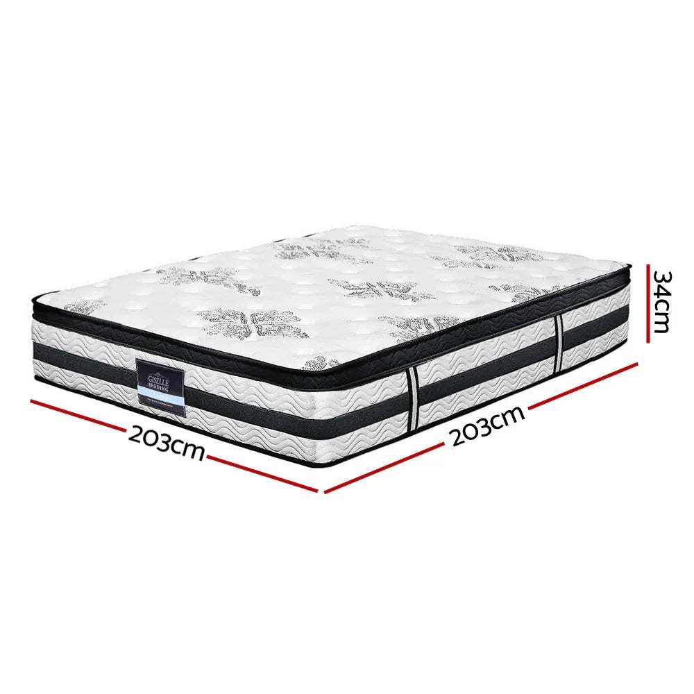 Giselle Bedding 34cm Mattress Euro Top Pocket Spring Super King - Mekamart Australia