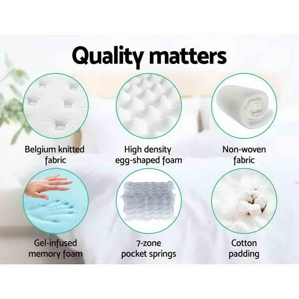 Giselle Bedding 34cm Mattress Cool Gel Memory Foam 7 Zone King - Mekamart Australia