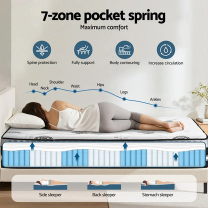 Giselle Bedding King Mattress 35cm Bed in a Box Pocket Spring Gel Memory Foam - Mekamart Australia