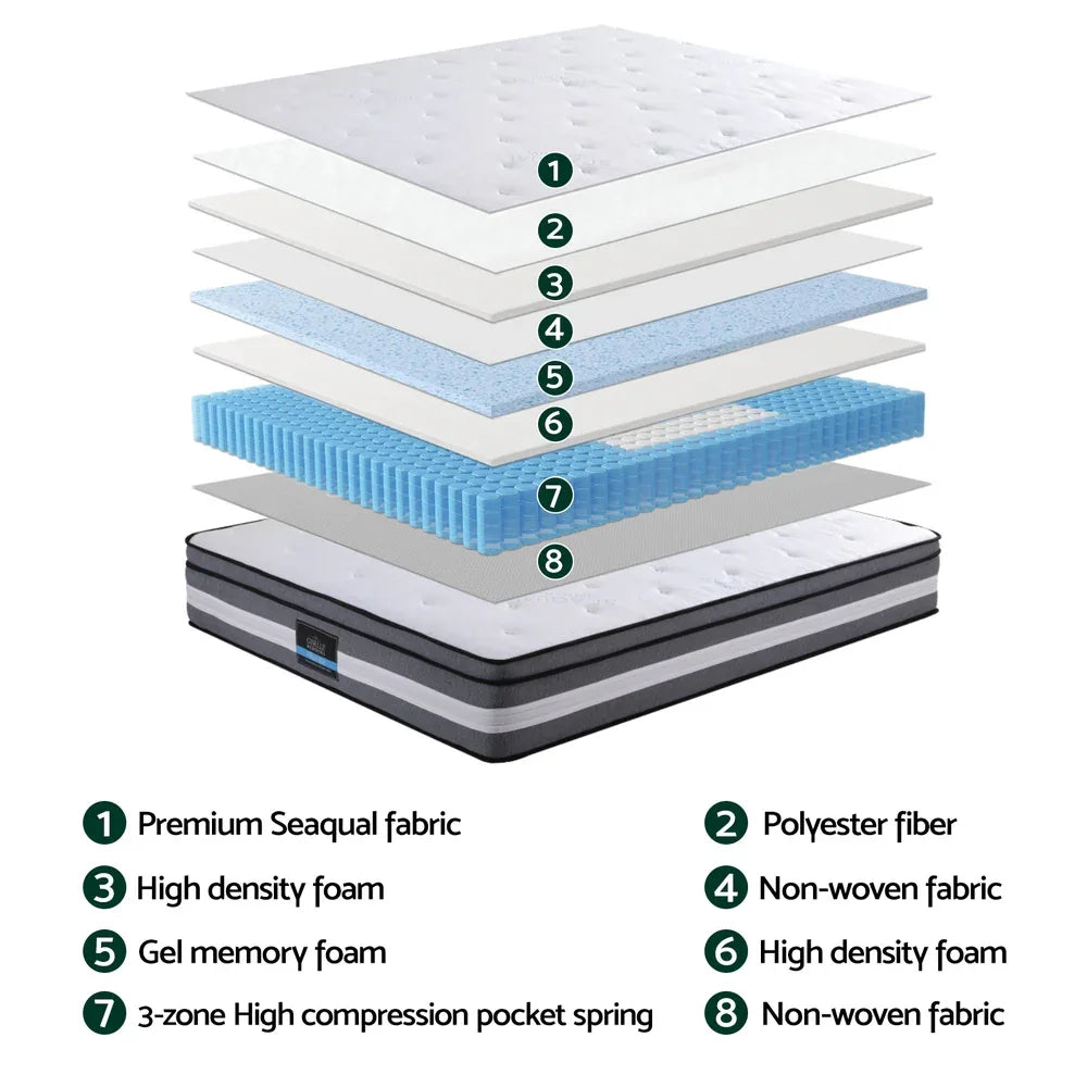 Giselle Bedding 30cm Mattress Gel Foam Pocket Spring King - Mekamart Australia