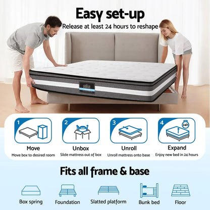 Giselle Bedding 30cm Mattress Gel Foam Pocket Spring Queen - Mekamart Australia