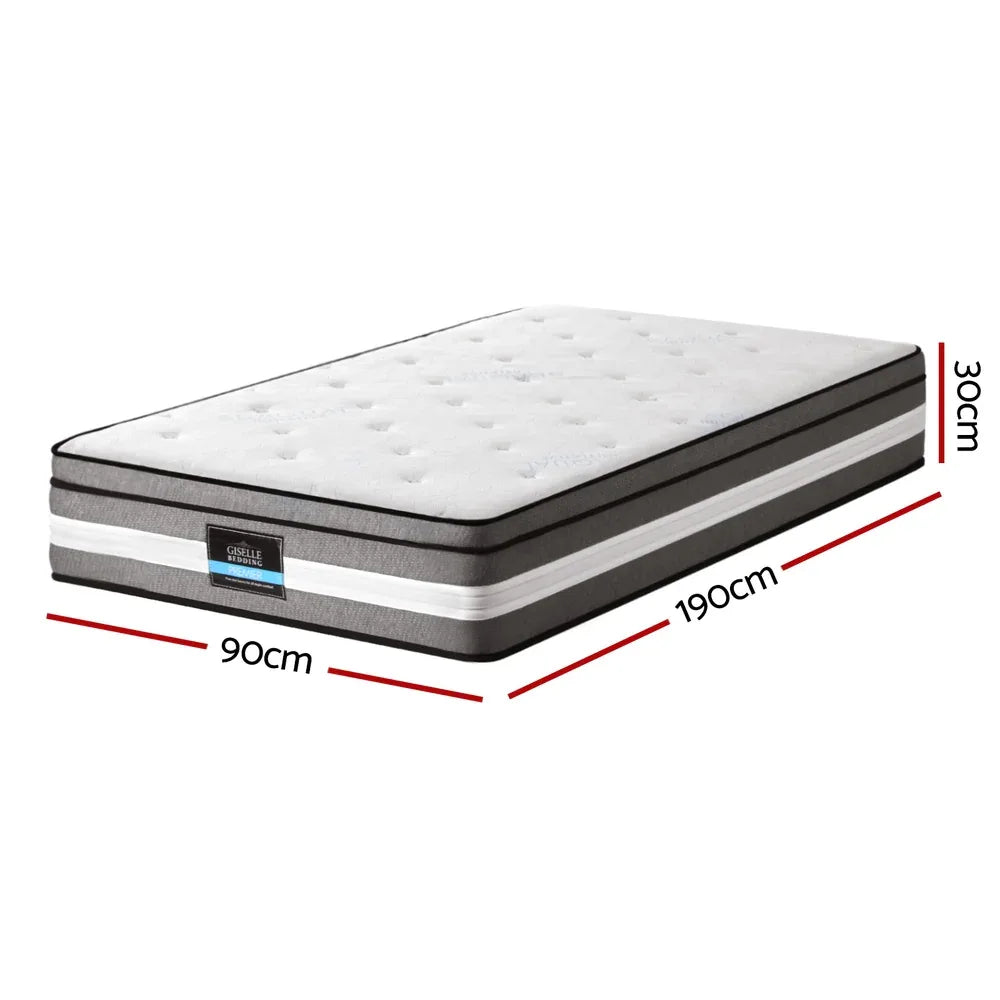 Giselle Bedding 30cm Mattress Gel Foam Pocket Spring Single - Mekamart Australia