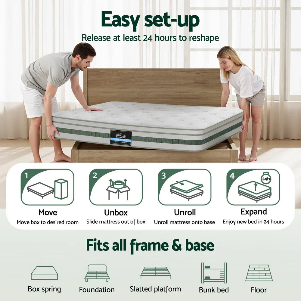 20cm Giselle Mattress King Green Tea Mattresses - Mekamart Australia