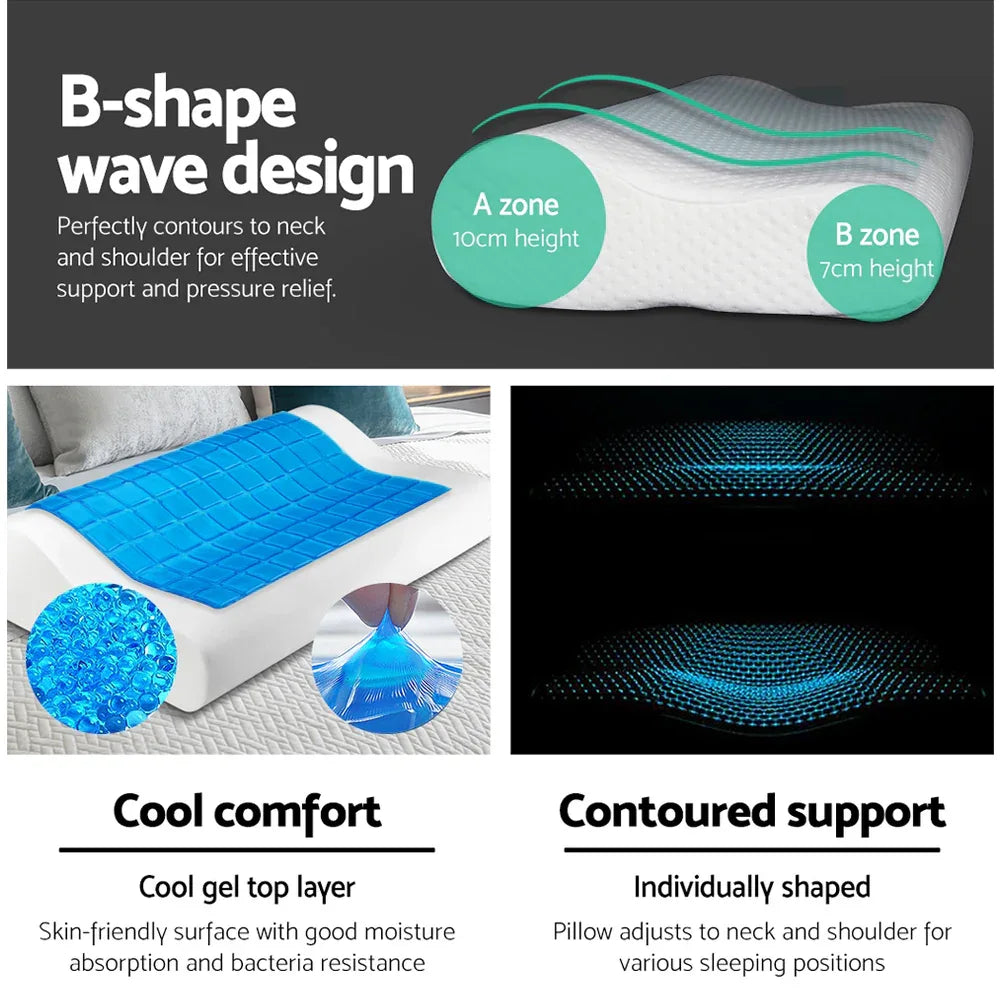 Giselle Bedding Contour Pillow Cool Gel Twin Pack - Mekamart Australia