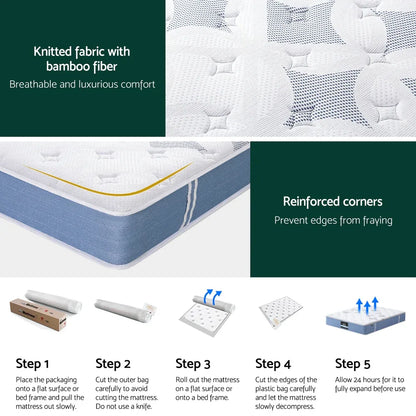 25cm Giselle Mattress King Bed Pocket Spring Mattresses - Mekamart Australia