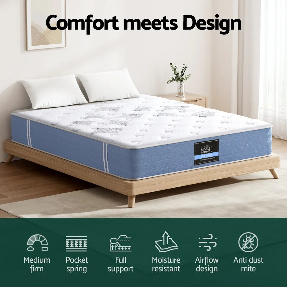 25cm Giselle Mattress Queen Bed Pocket Spring Mattresses - Mekamart Australia