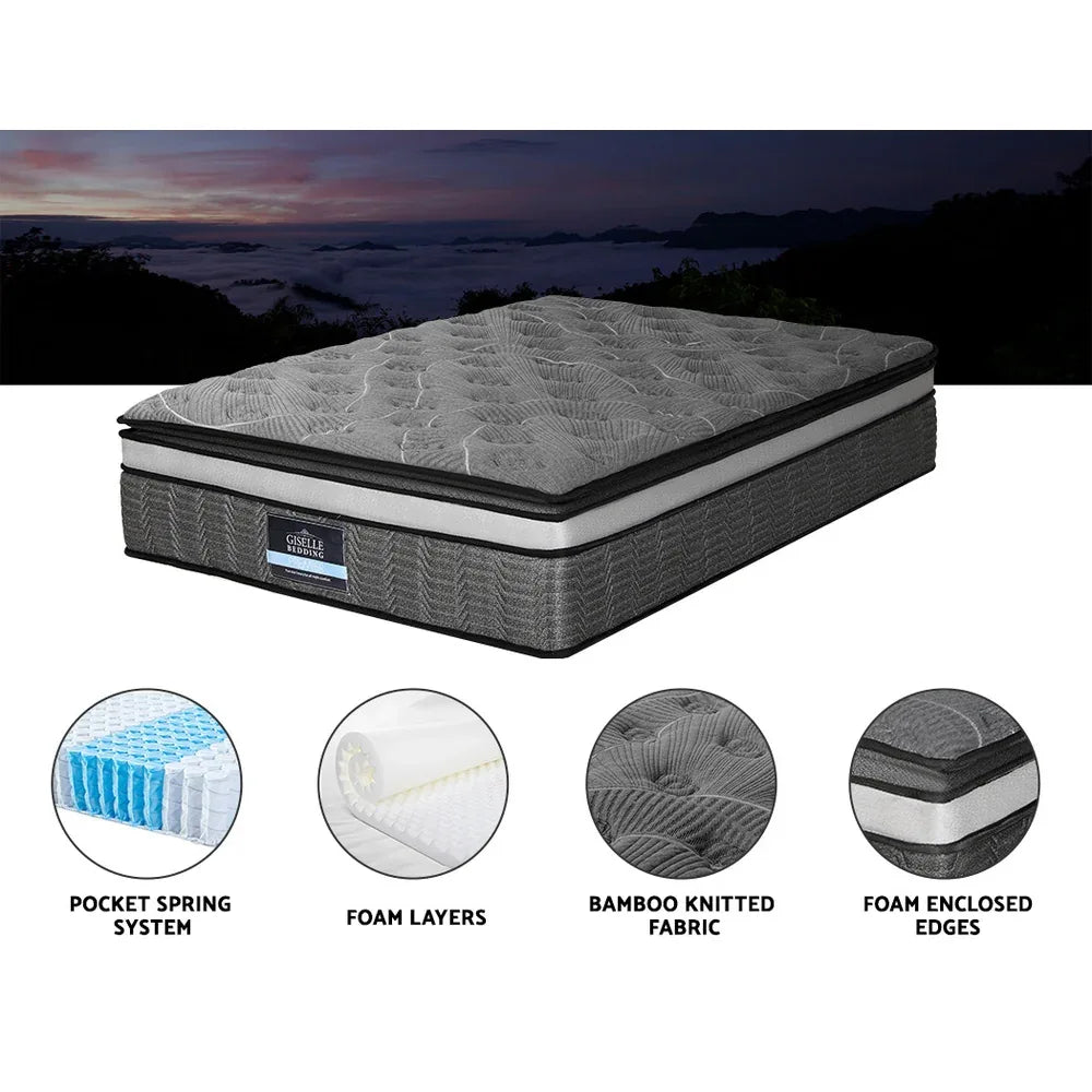 Giselle Bedding 34cm Mattress Double Layer Pocket Spring King - Mekamart Australia