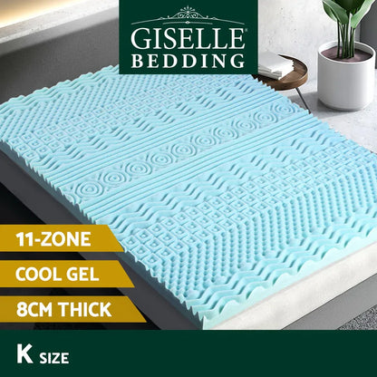 Giselle Bedding Memory Foam Mattress Topper 11-Zone 8cm King - Mekamart Australia
