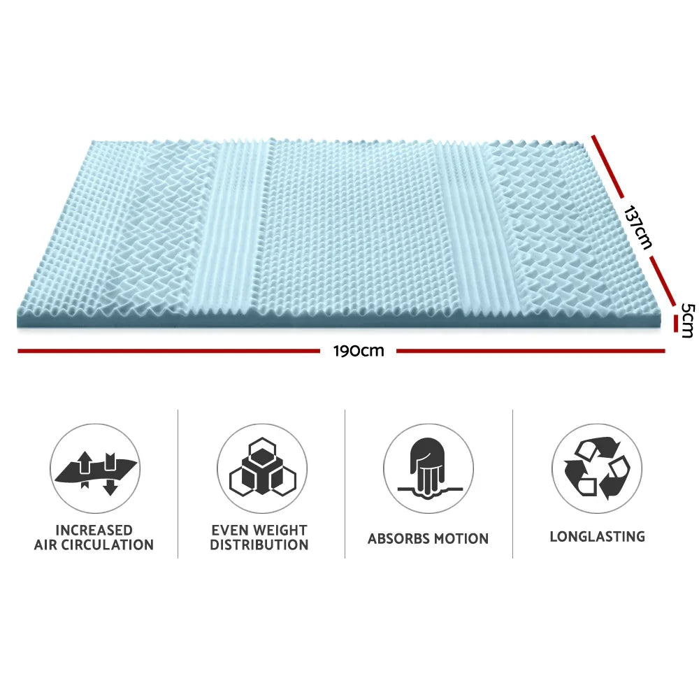 Giselle Bedding Memory Foam Mattress Topper 7-Zone 5cm Double - Mekamart Australia