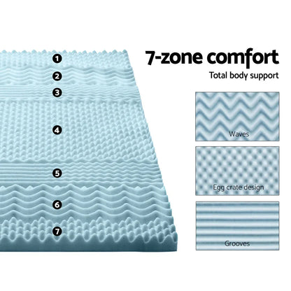 Giselle Bedding Memory Foam Mattress Topper 7-Zone 5cm Queen - Mekamart Australia