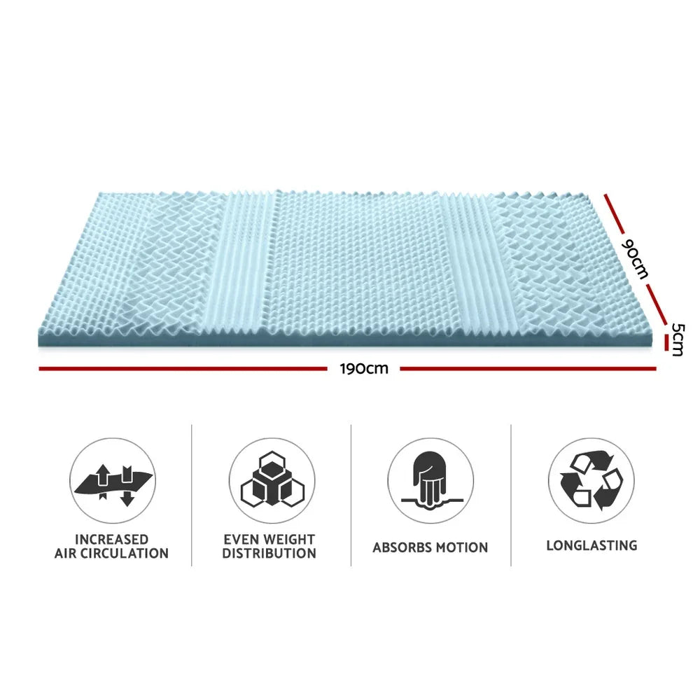 Giselle Bedding Memory Foam Mattress Topper 7-Zone 5cm Single - Mekamart Australia