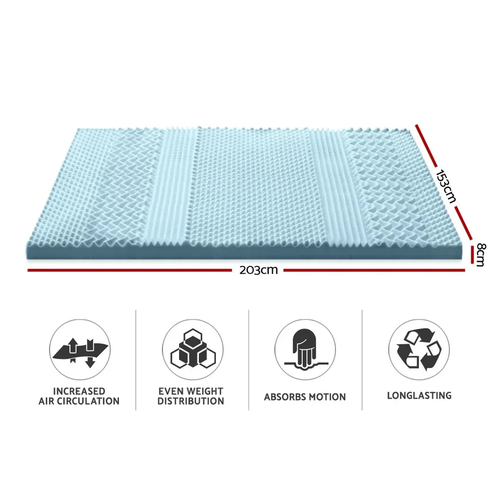 Giselle Bedding Memory Foam Mattress Topper 7-Zone 8cm Queen - Mekamart Australia