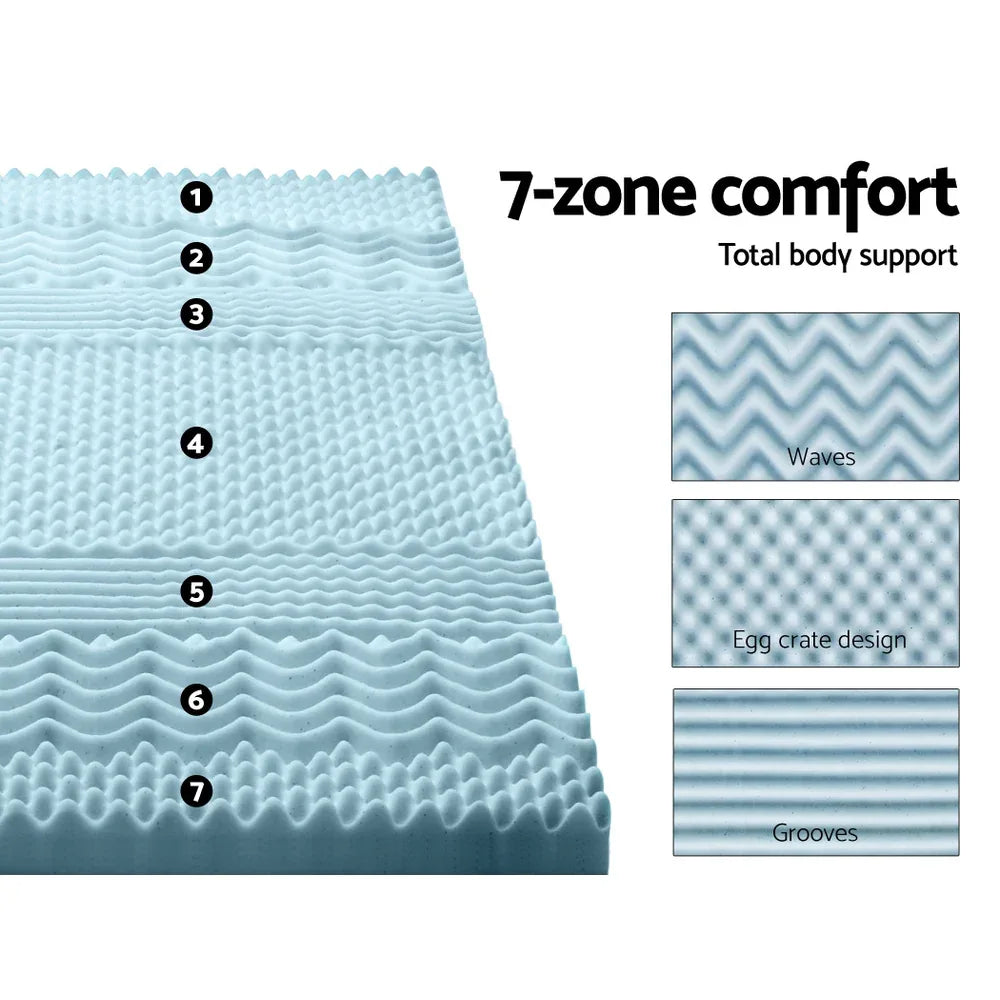 Giselle Bedding Memory Foam Mattress Topper 7-Zone 8cm Single - Mekamart Australia