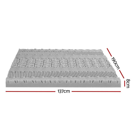 Giselle Bedding 8cm Memory Foam Mattress Topper 7-Zone Graphite Double - Mekamart Australia