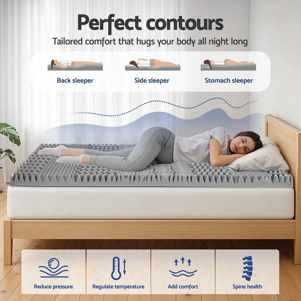 Giselle Bedding 8cm Memory Foam Mattress Topper 7-Zone Graphite Double - Mekamart Australia