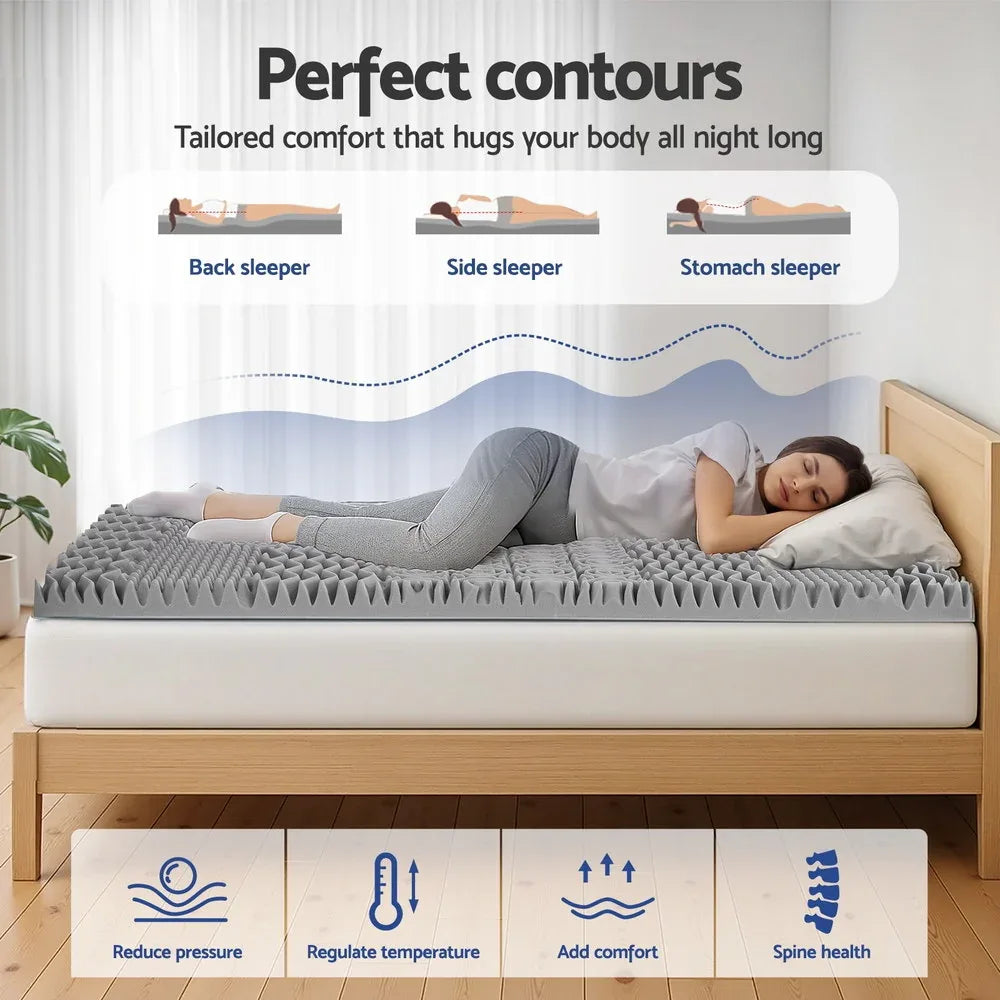 Giselle Bedding 8cm Memory Foam Mattress Topper 7-Zone Graphite King Single - Mekamart Australia
