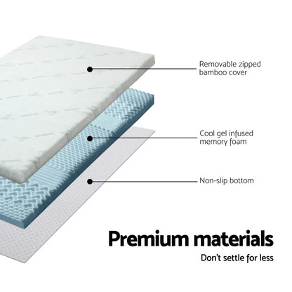 Giselle Memory Foam Mattress Topper 7-Zone 8cm King Single - Mekamart Australia