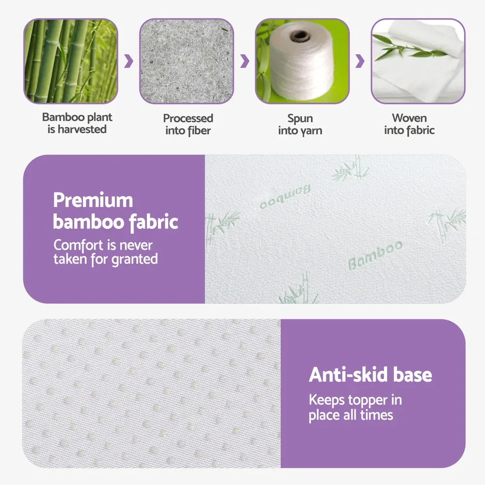 Giselle 8cm Memory Foam Mattress Topper Lavender Infused Bamboo Cover 7-Zone Queen - Mekamart Australia