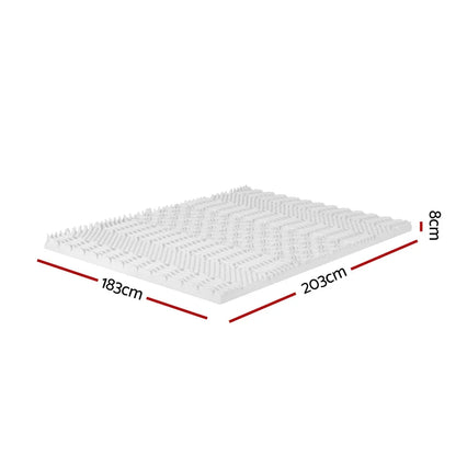 Giselle Bedding Memory Foam Mattress Topper 7-Zone Airflow Pad 8cm King White - Mekamart Australia