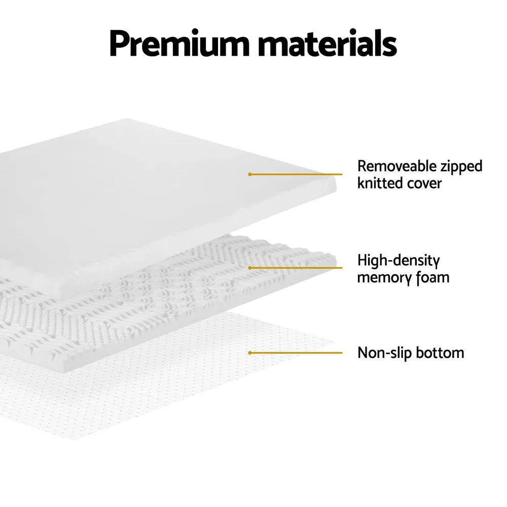 Giselle Bedding Memory Foam Mattress Topper 7-Zone Airflow Pad 8cm King White - Mekamart Australia
