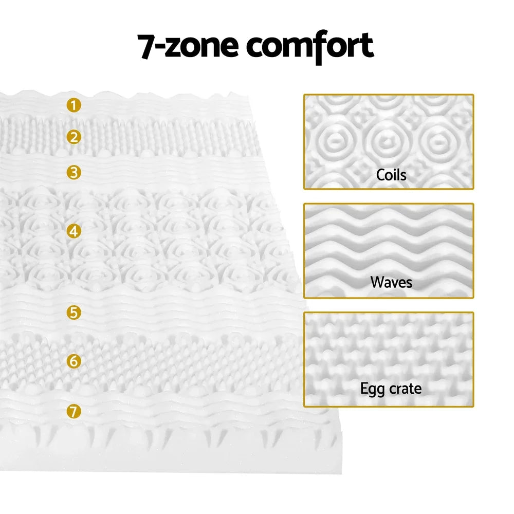 Giselle Bedding Memory Foam Mattress Topper 7-Zone Airflow Pad 8cm King White - Mekamart Australia