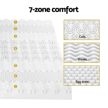Giselle Bedding Memory Foam Mattress Topper 7-Zone Airflow Pad 8cm King White - Mekamart Australia