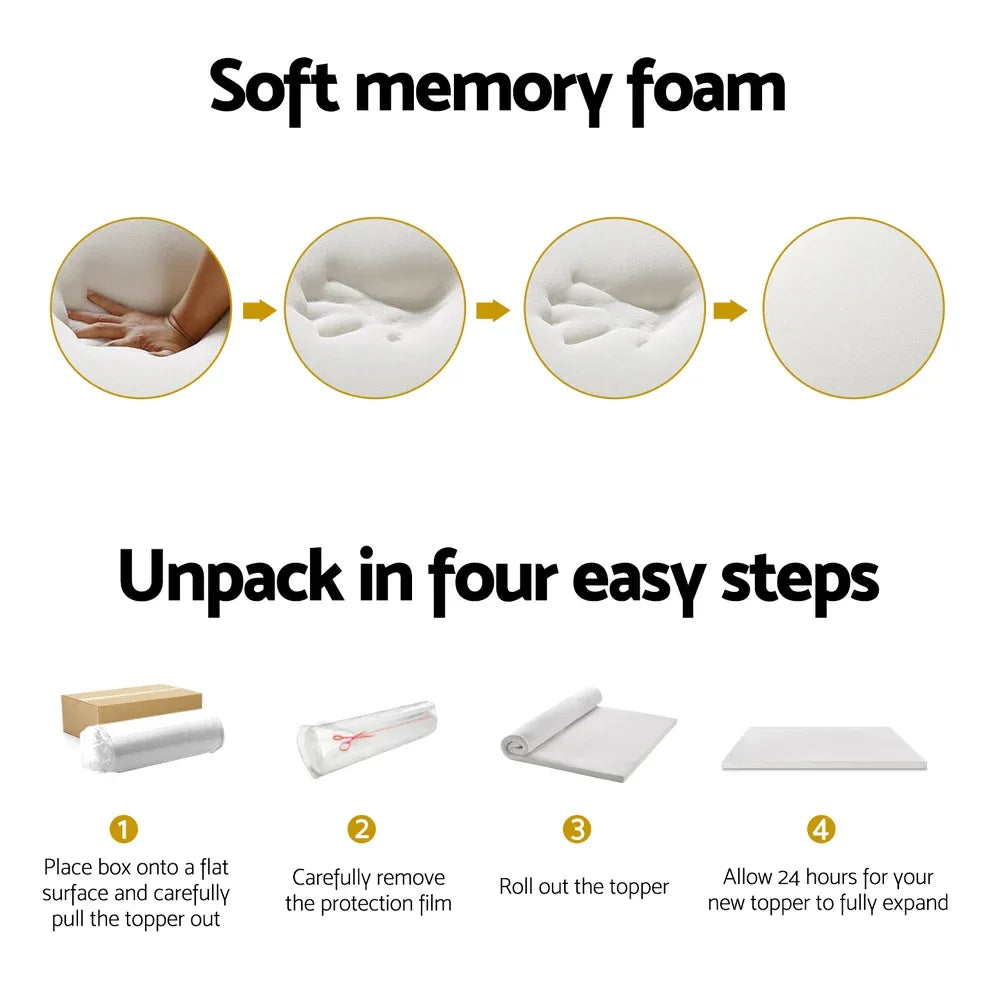 Giselle Bedding Memory Foam Mattress Topper 7-Zone Airflow Pad 8cm King White - Mekamart Australia