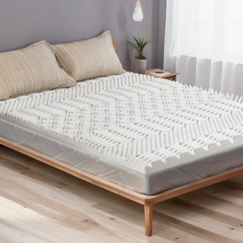 Giselle Bedding Memory Foam Mattress Topper 7-Zone Airflow Pad 8cm King White - Mekamart Australia