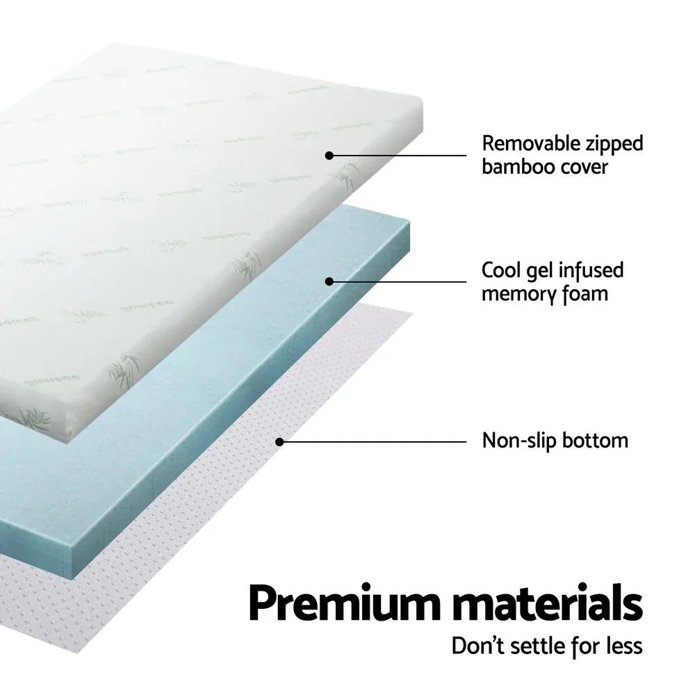 Giselle Bedding Memory Foam Mattress Topper Cool Gel Bed Mat Bamboo 10cm Double - Mekamart Australia