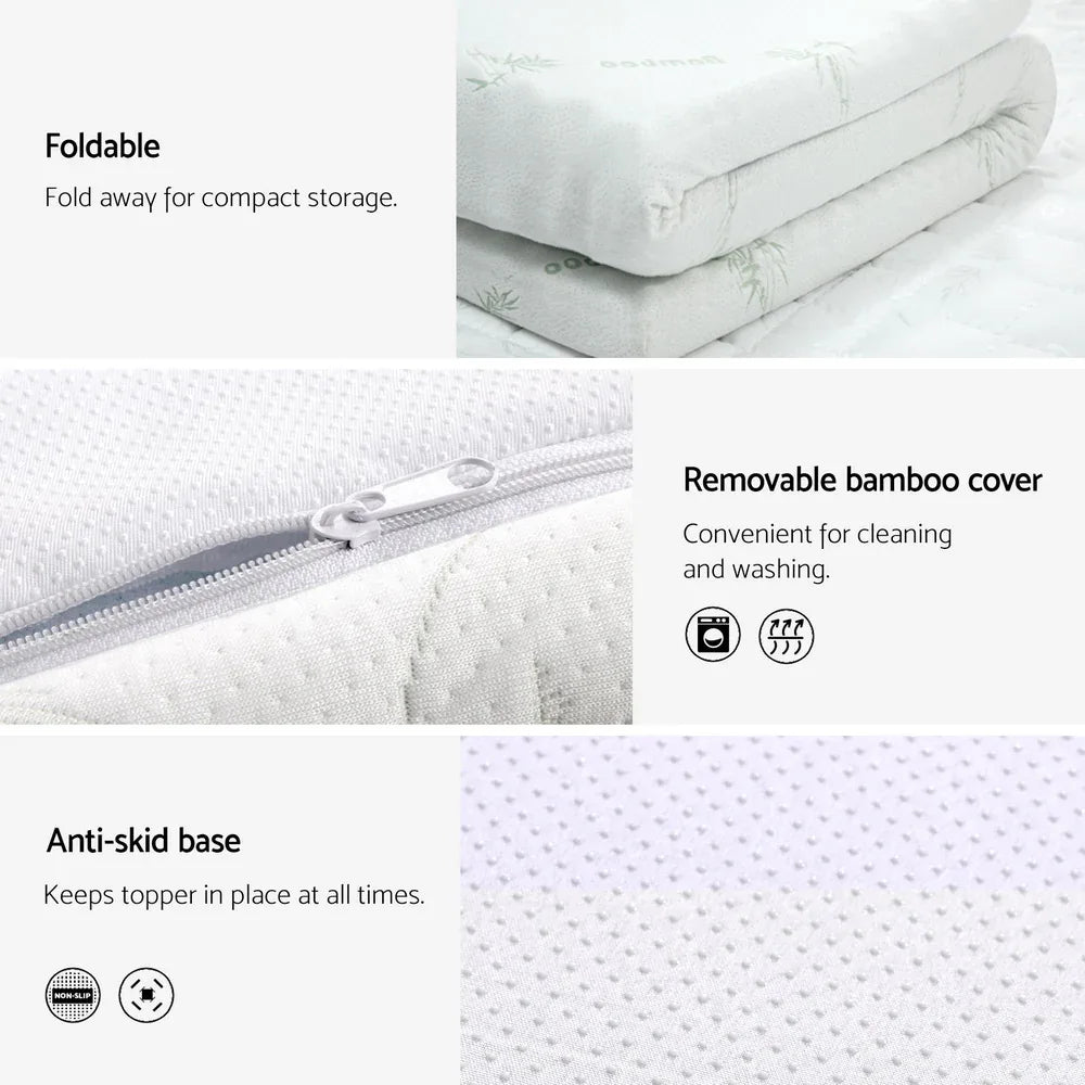 Giselle Bedding Memory Foam Mattress Topper Cool Gel Bed Mat Bamboo 10cm Double - Mekamart Australia