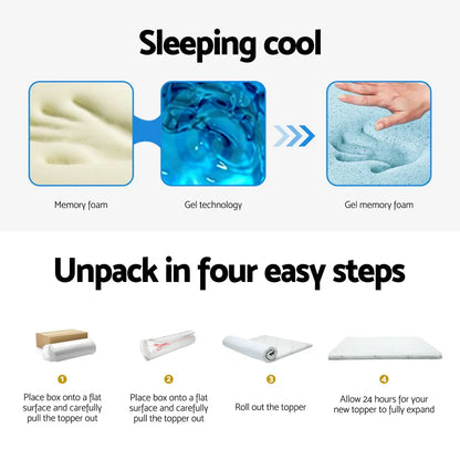 Giselle Bedding Memory Foam Mattress Topper Cool Gel Bed Mat Bamboo 10cm Double - Mekamart Australia