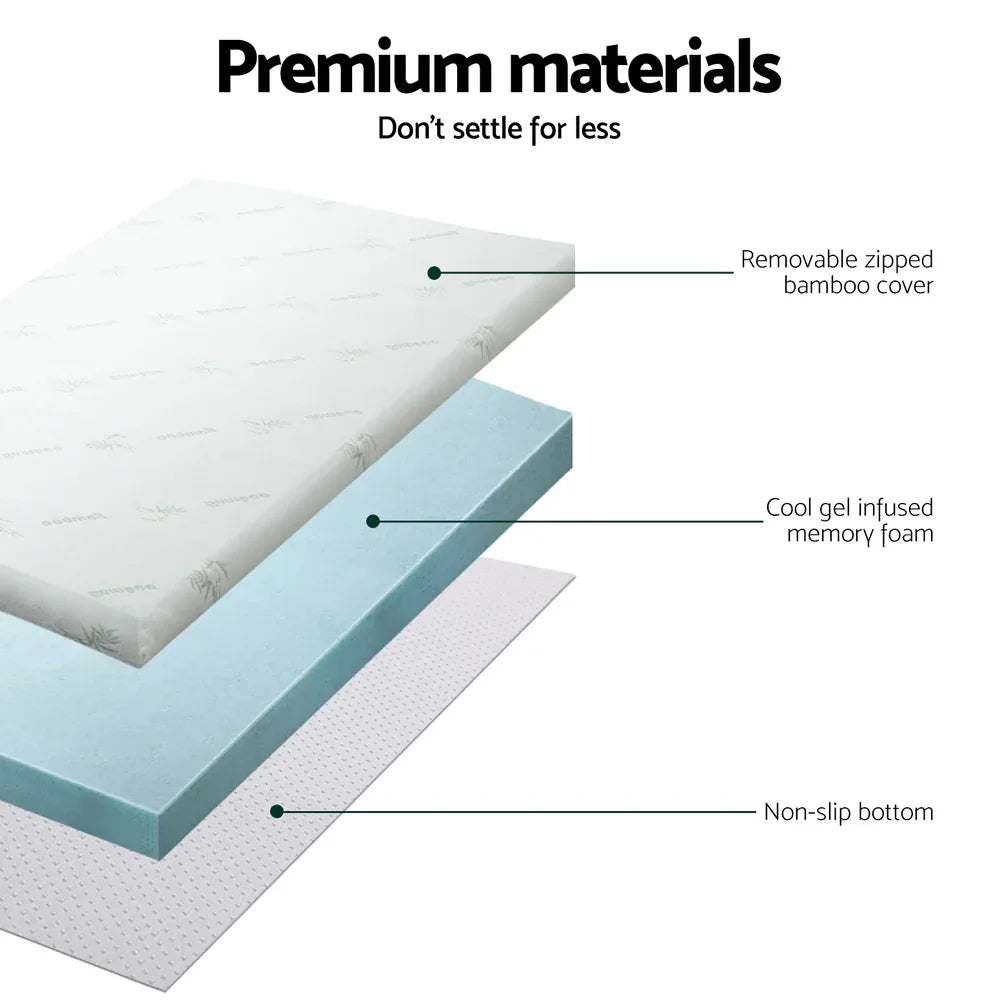 Giselle Bedding Memory Foam Mattress Topper Cool Gel 5cm King Single - Mekamart Australia