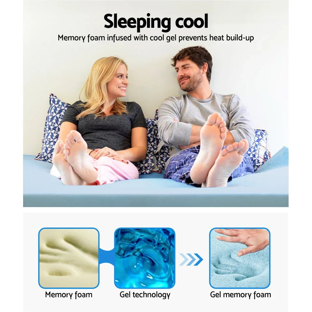 Giselle Bedding Memory Foam Mattress Topper Cool Gel 8cm Double - Mekamart Australia