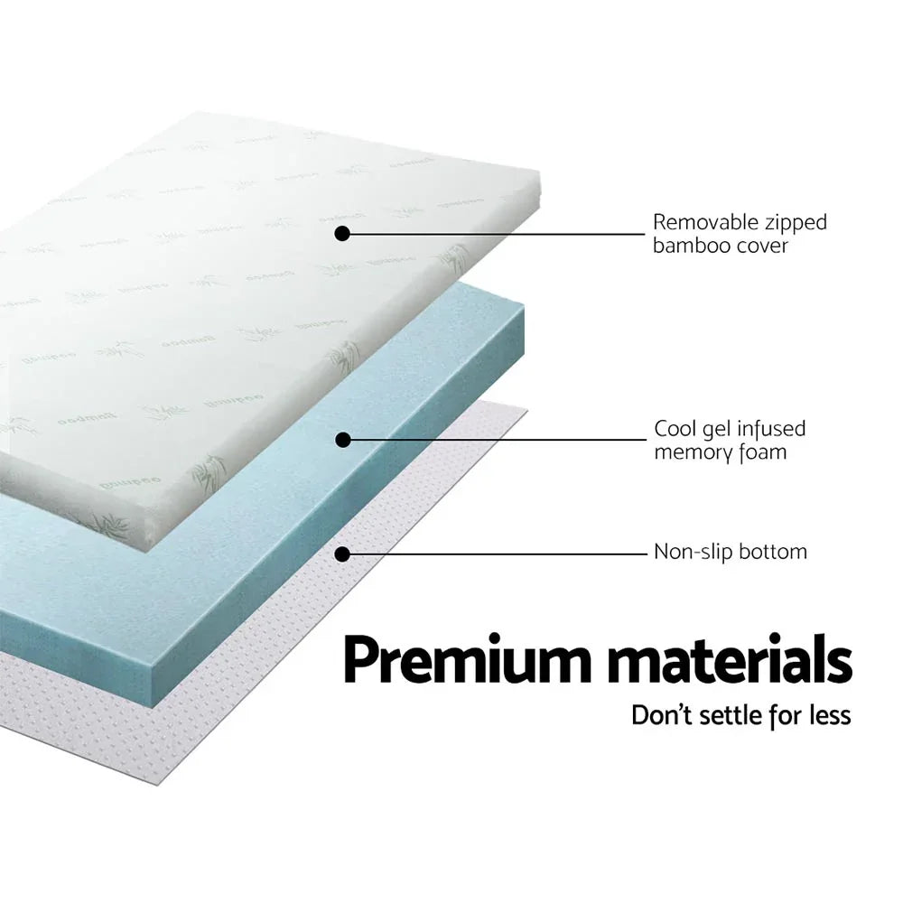 Giselle Bedding Memory Foam Mattress Topper Cool Gel 8cm Double - Mekamart Australia