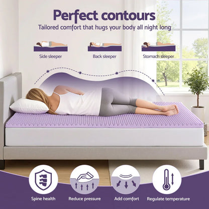 Giselle 5cm Memory Foam Mattress Topper Lavender Infused Egg Crate Pad Mat Queen - Mekamart Australia