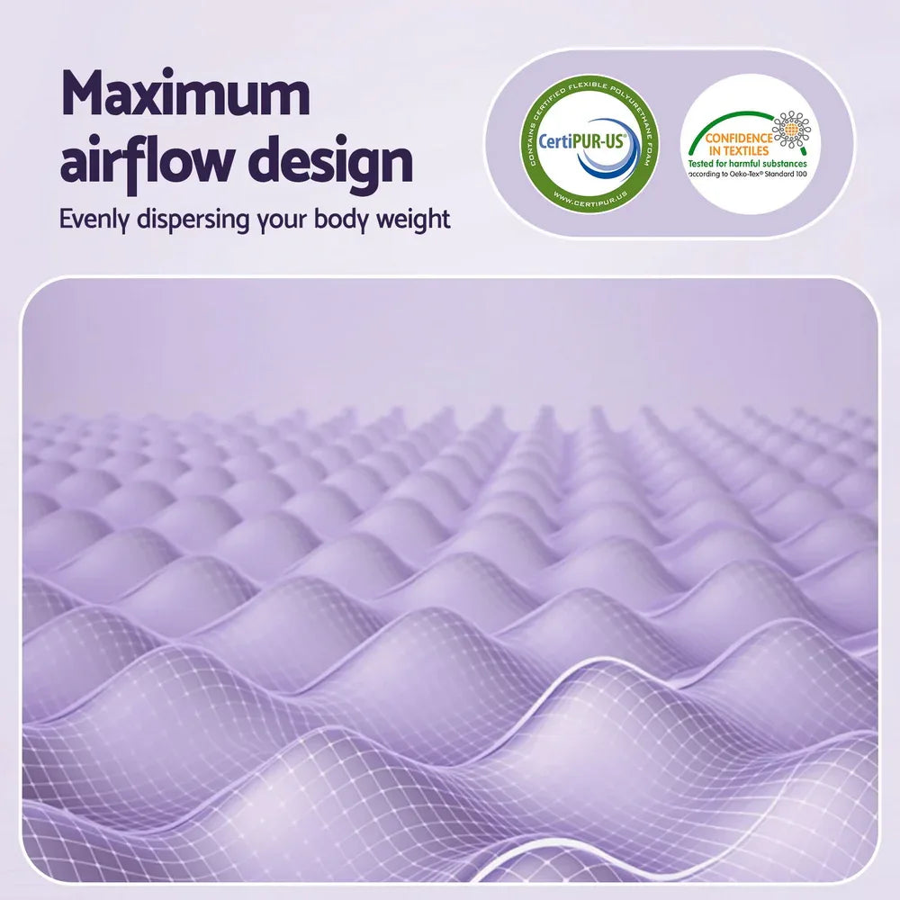 Giselle 5cm Memory Foam Mattress Topper Lavender Infused Egg Crate Pad Mat Queen - Mekamart Australia