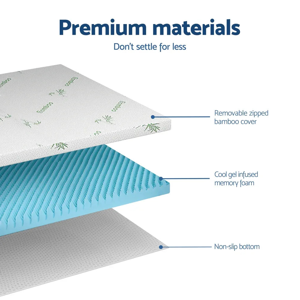 Giselle 8cm Memory Foam Mattress Topper Gel Egg Crate Foam Bamboo Double - Mekamart Australia