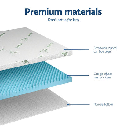 Giselle 8cm Memory Foam Mattress Topper Gel Egg Crate Foam Bamboo Single - Mekamart Australia