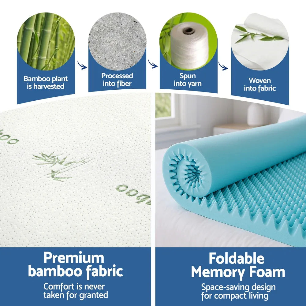 Giselle 8cm Memory Foam Mattress Topper Gel Egg Crate Foam Bamboo Single - Mekamart Australia