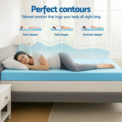 Giselle 12cm Memory Foam Mattress Topper Ventilated Cool Gel Bamboo Cover Queen - Mekamart Australia