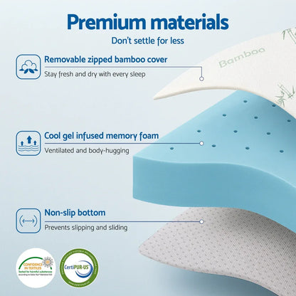 Giselle 12cm Memory Foam Mattress Topper Ventilated Cool Gel Bamboo Cover Queen - Mekamart Australia