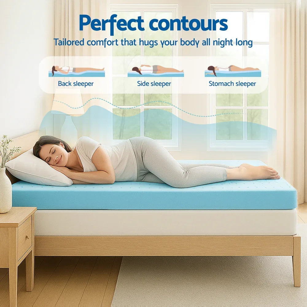 Giselle 12cm Memory Foam Mattress Topper Ventilated Cool Gel Bamboo Cover Single - Mekamart Australia