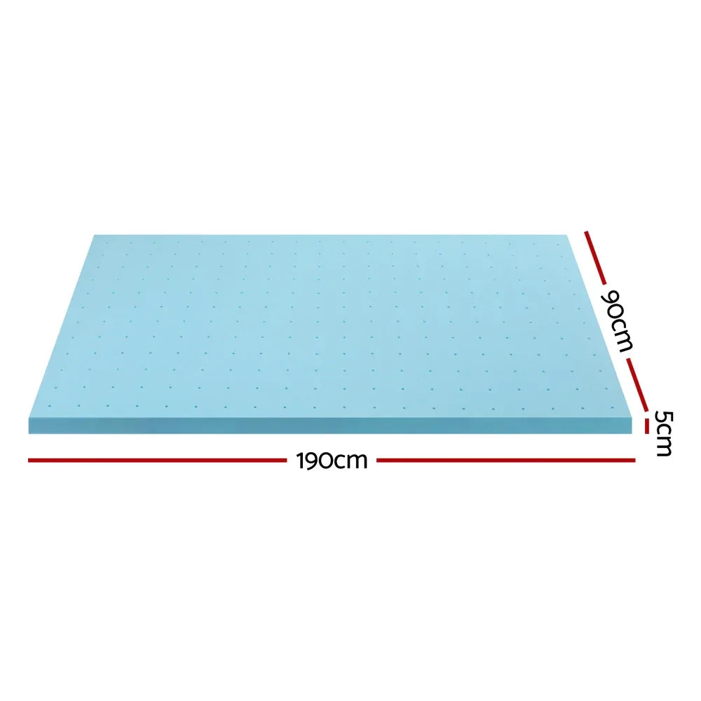 Giselle Bedding Memory Foam Mattress Topper Ventilated Cool Gel 5cm Single - Mekamart Australia