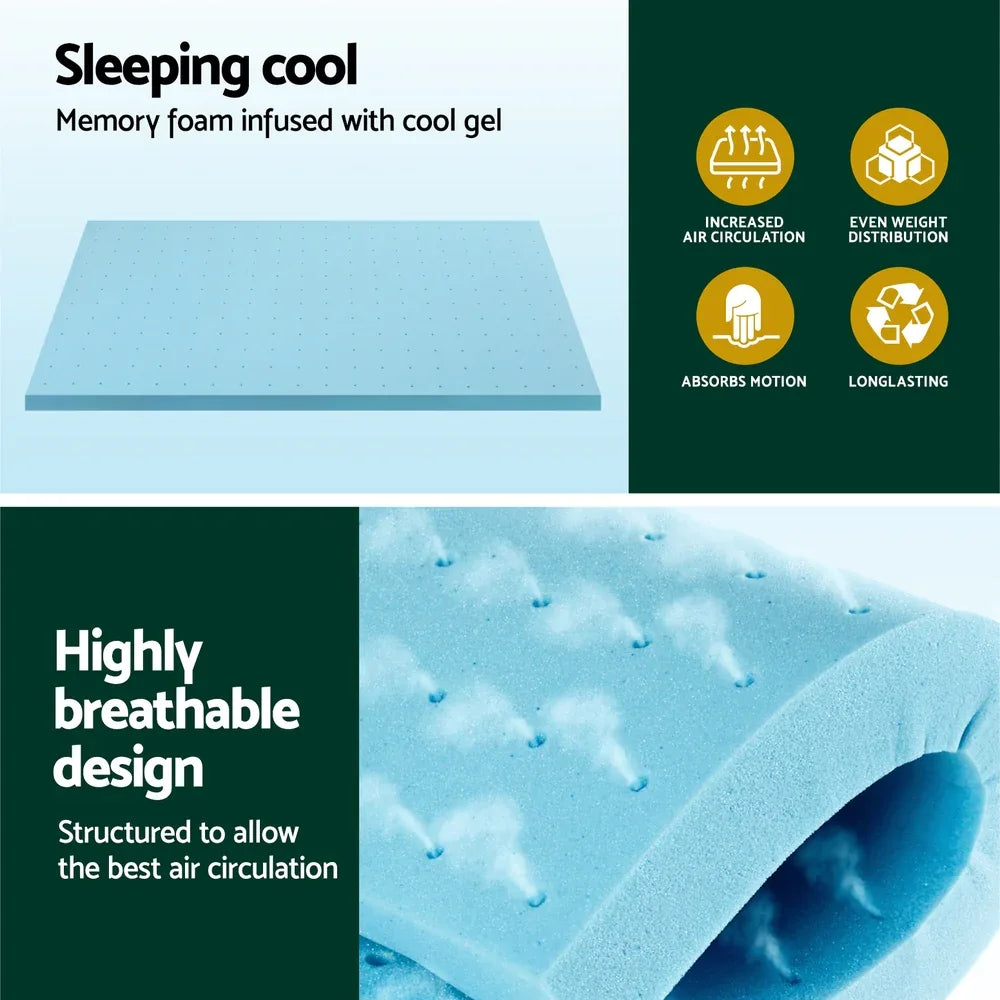 Giselle Bedding Memory Foam Mattress Topper Ventilated Cool Gel 5cm Single - Mekamart Australia