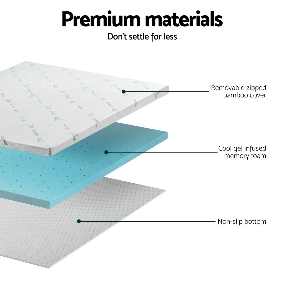 Giselle Bedding Memory Foam Mattress Topper Ventilated Cool Gel 5cm Single - Mekamart Australia